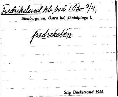 Bild på arkivkortet för arkivposten Fredrikslund