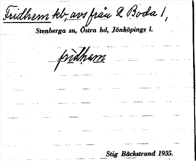 Bild på arkivkortet för arkivposten Fridhem