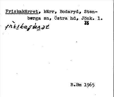 Bild på arkivkortet för arkivposten Friskakärret