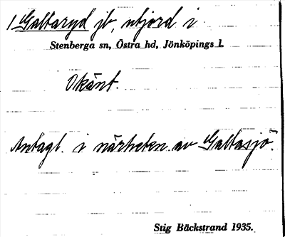 Bild på arkivkortet för arkivposten Galtaryd