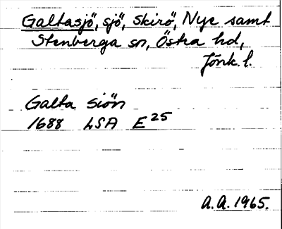 Bild på arkivkortet för arkivposten Galtasjö