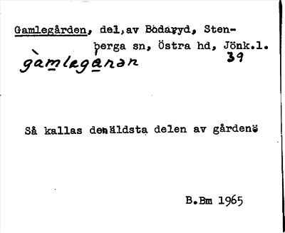 Bild på arkivkortet för arkivposten Gamlegården