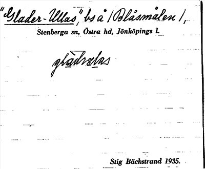 Bild på arkivkortet för arkivposten »Glader-Ullas»