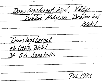 Bild på arkivkortet för arkivposten Danslagsberget