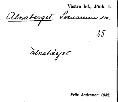Bild på arkivkortet för arkivposten Alnaberget