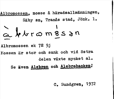 Bild på arkivkortet för arkivposten Albromossen