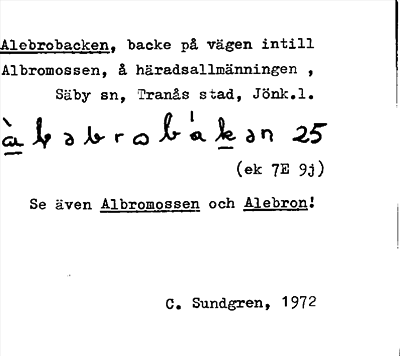 Bild på arkivkortet för arkivposten Alebrobacken