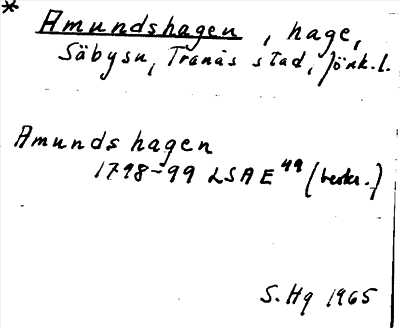 Bild på arkivkortet för arkivposten *Amundshagen