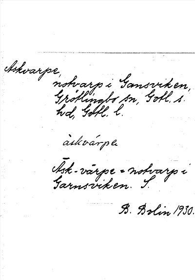 Bild på arkivkortet för arkivposten Askvarpe