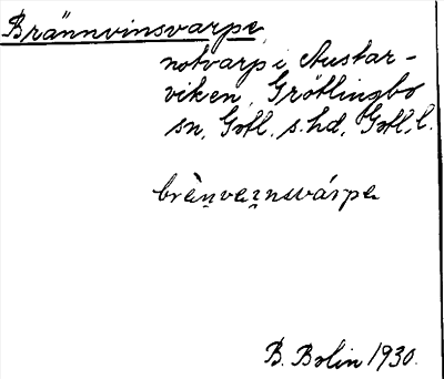Bild på arkivkortet för arkivposten Brännvinsvarpe