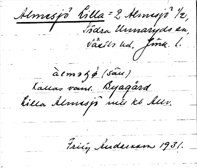 Bild på arkivkortet för arkivposten Almesjö Lilla