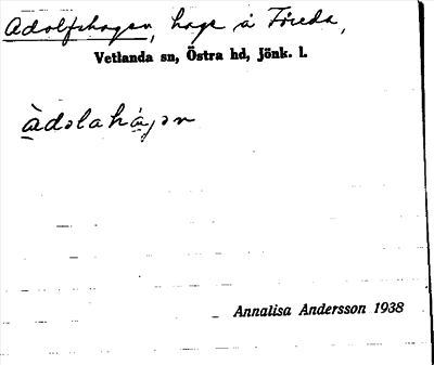Bild på arkivkortet för arkivposten Adolfshagen