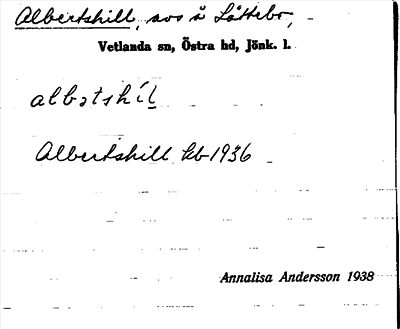 Bild på arkivkortet för arkivposten Albertshill