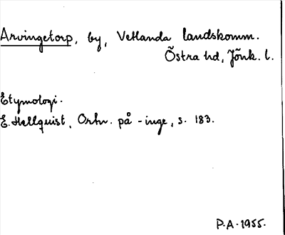 Bild på arkivkortet för arkivposten Arvingetorp