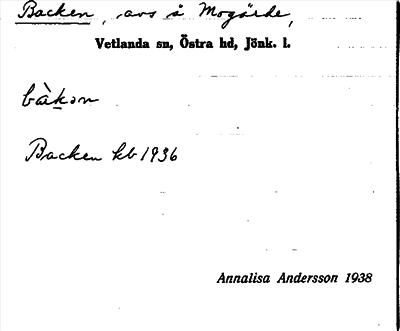 Bild på arkivkortet för arkivposten Backen