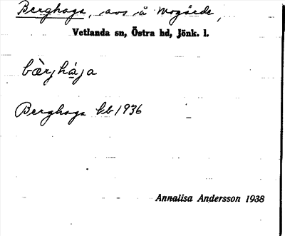 Bild på arkivkortet för arkivposten Berghage