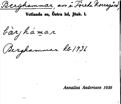 Bild på arkivkortet för arkivposten Berghammar