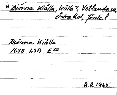 Bild på arkivkortet för arkivposten *Biörna Kiälla