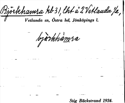 Bild på arkivkortet för arkivposten Björkhamra