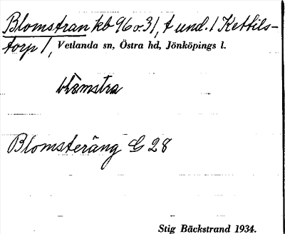 Bild på arkivkortet för arkivposten Blomstran