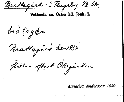 Bild på arkivkortet för arkivposten Brattagård