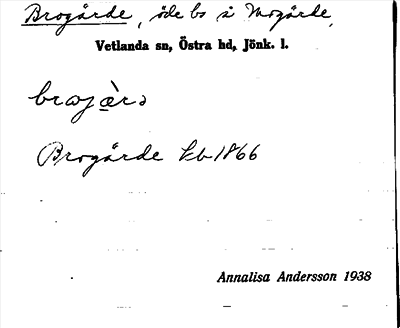 Bild på arkivkortet för arkivposten Brogärde