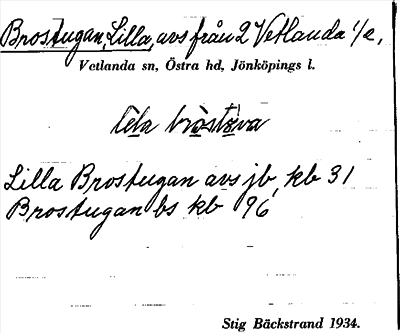 Bild på arkivkortet för arkivposten Brostugan, Lilla