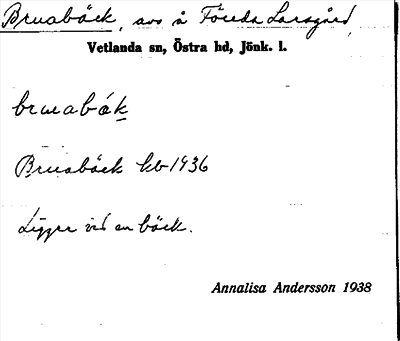 Bild på arkivkortet för arkivposten Bruabäck