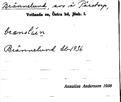 Bild på arkivkortet för arkivposten Brännelund