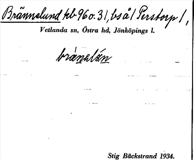 Bild på arkivkortet för arkivposten Brännelund