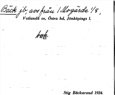 Bild på arkivkortet för arkivposten Bäck