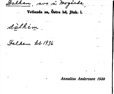 Bild på arkivkortet för arkivposten Dalhem