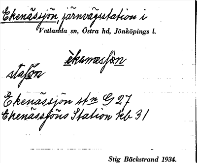 Bild på arkivkortet för arkivposten Ekenässjön