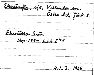 Bild på arkivkortet för arkivposten Ekenässjön