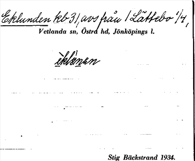 Bild på arkivkortet för arkivposten Eklunden