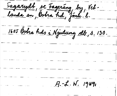 Bild på arkivkortet för arkivposten Fagarydt, se Fageräng