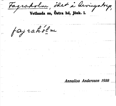 Bild på arkivkortet för arkivposten Fagraholm