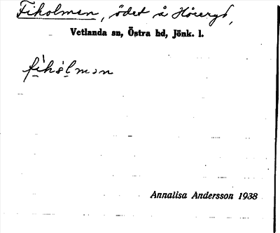 Bild på arkivkortet för arkivposten Fiholmen