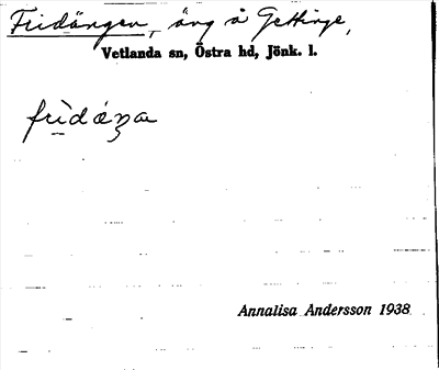 Bild på arkivkortet för arkivposten Fridängen