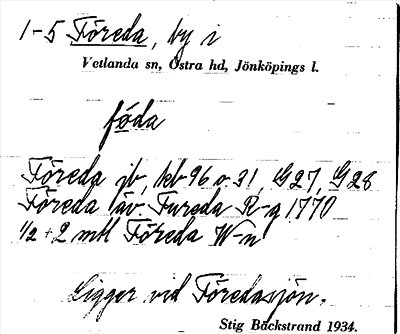 Bild på arkivkortet för arkivposten Föreda