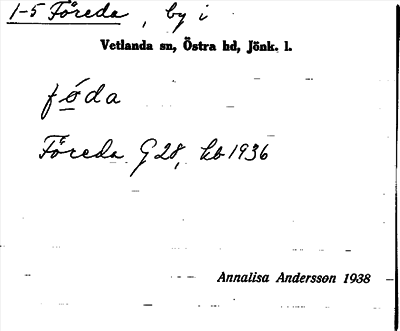 Bild på arkivkortet för arkivposten Föreda