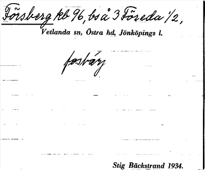 Bild på arkivkortet för arkivposten Försberg