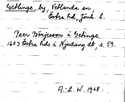 Bild på arkivkortet för arkivposten Gettinge