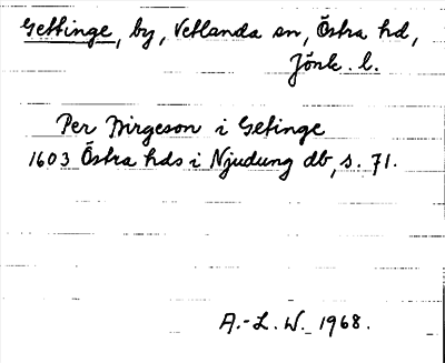 Bild på arkivkortet för arkivposten Gettinge