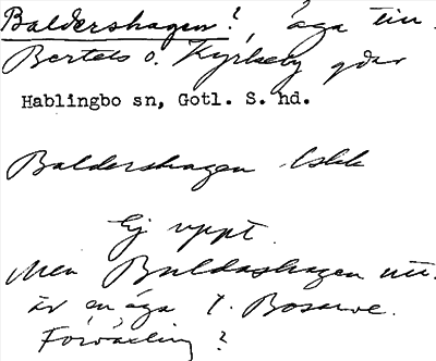 Bild på arkivkortet för arkivposten Baldershagen?