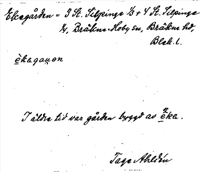Bild på arkivkortet för arkivposten Ekegården