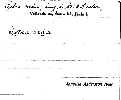 Bild på arkivkortet för arkivposten Östra vrån