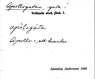 Bild på arkivkortet för arkivposten Apollogatan
