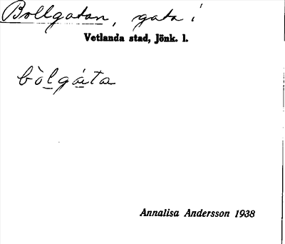 Bild på arkivkortet för arkivposten Bollgatan