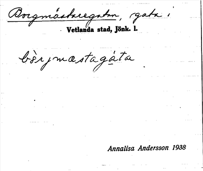 Bild på arkivkortet för arkivposten Borgmästaregatan